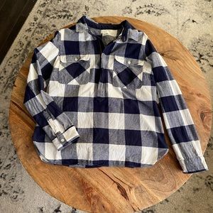J.Crew Navy White Plaid Flannel Quarter Zip